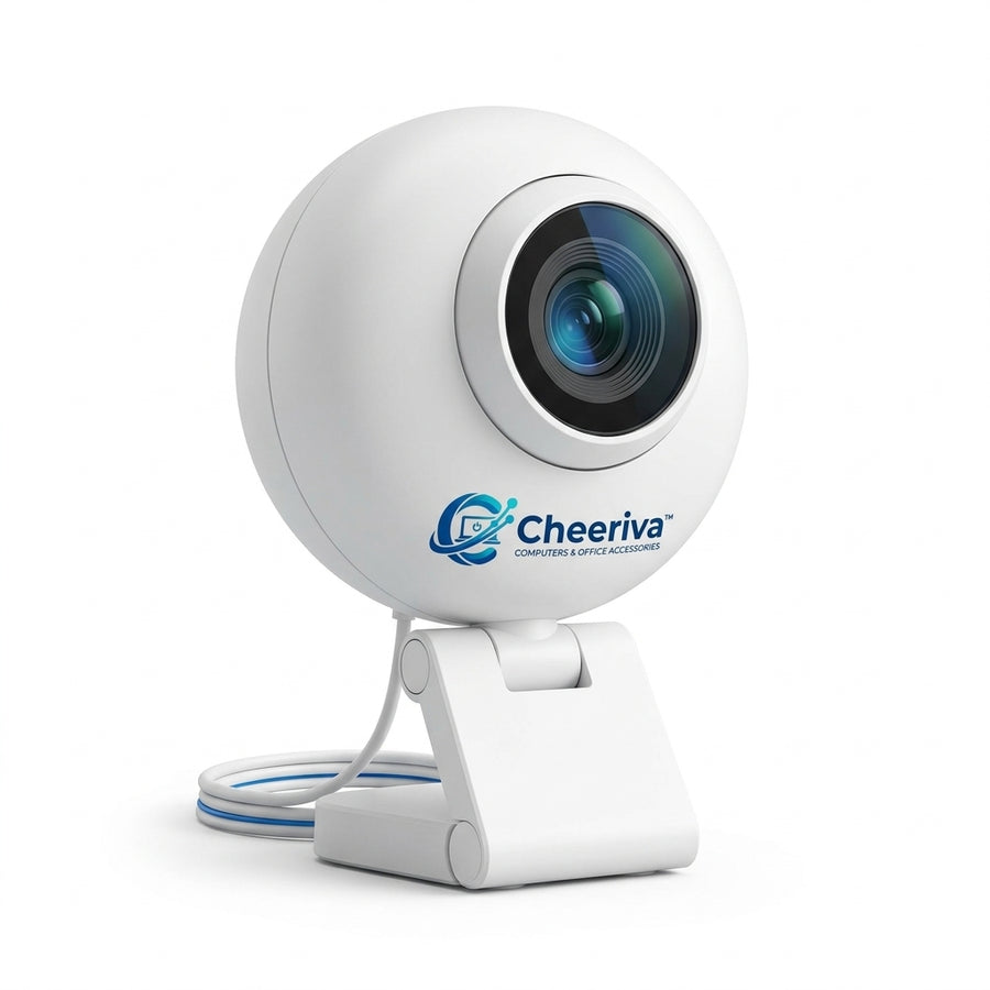 Cheeriva™ Full HD 1080p USB Webcam with Microphone – 360° Pan & 180° Tilt Adjustable Computer Camera, Privacy Cover, Plug-and-Play Video Camera for Meetings, Streaming, Online Classes & Home Office