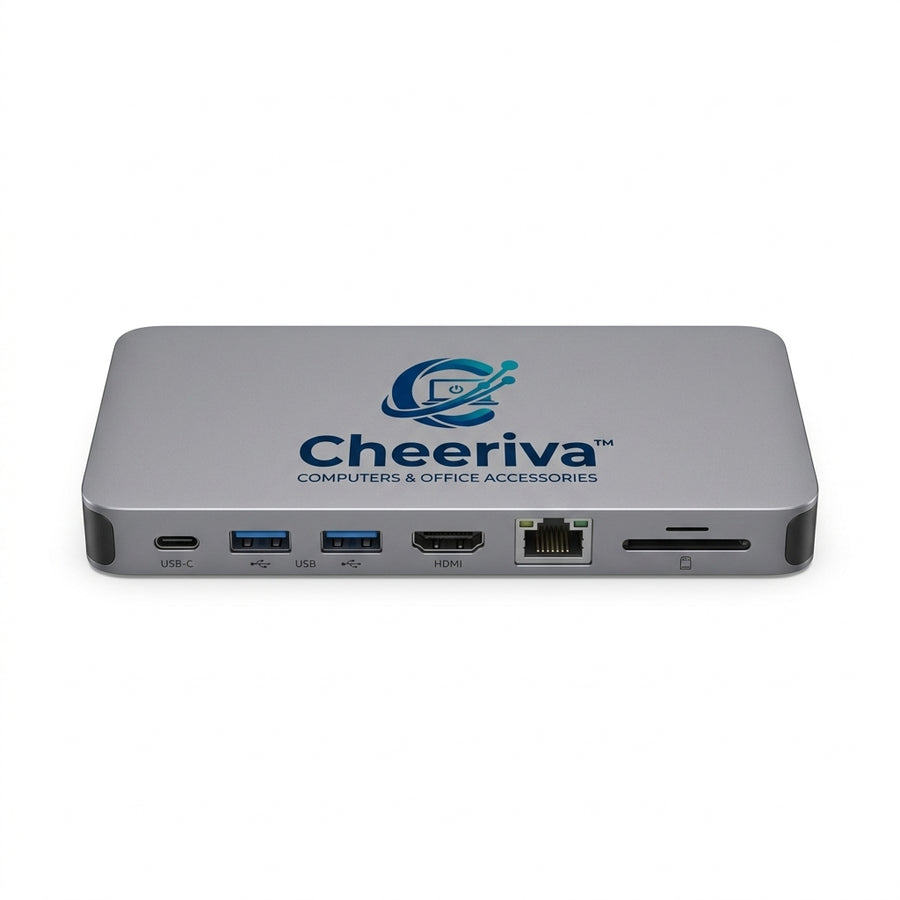Cheeriva™ USB-C Multi-Port Docking Hub – 4K 60Hz HDMI, Up to 10Gbps Data Transfer, 100W Power Delivery, Gigabit Ethernet, USB Expansion & Memory Card Reader for Laptop and Tablet