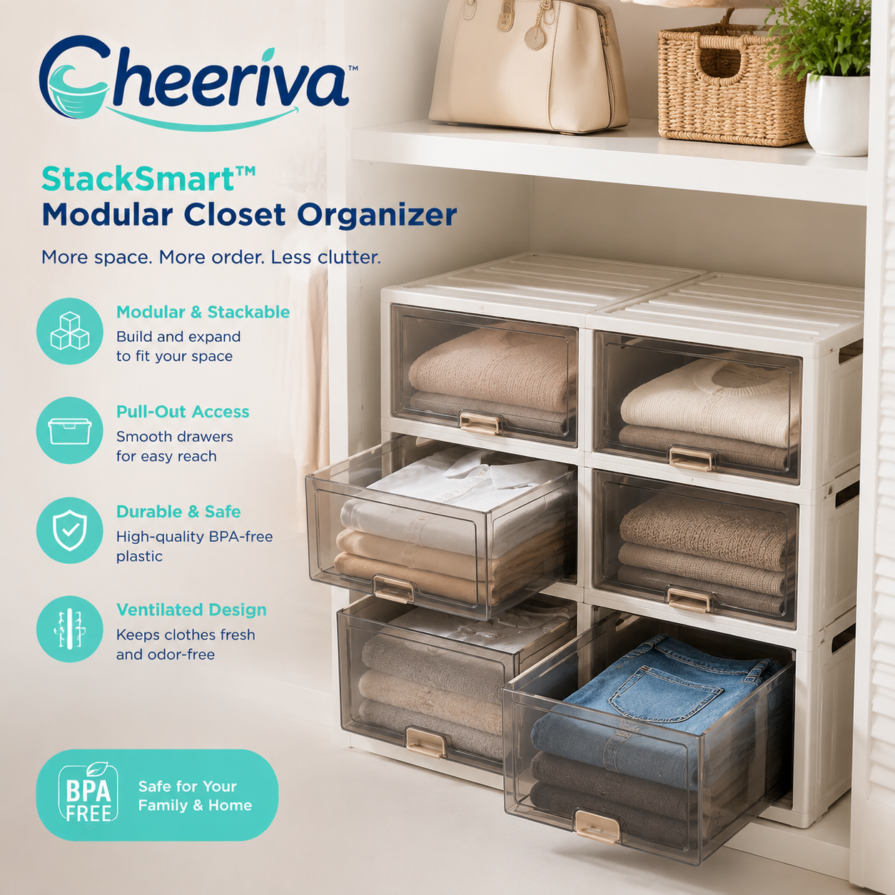 Cheeriva™ StackSmart Pro Modular Closet Storage System